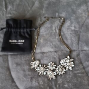 BaubleBar Gold Necklace with White Floral Accents